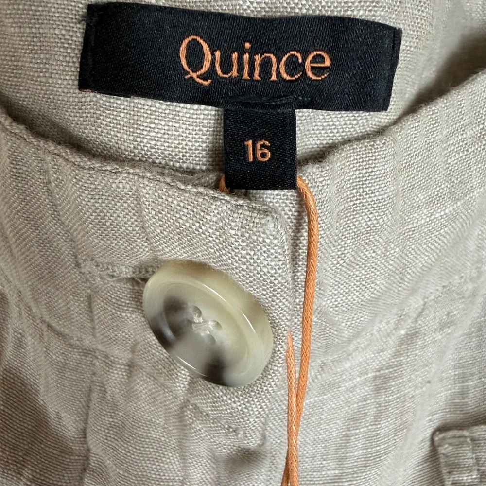 Quince European Linen Wide Leg Pants Driftwood Natural High Rise Size 16 NEW